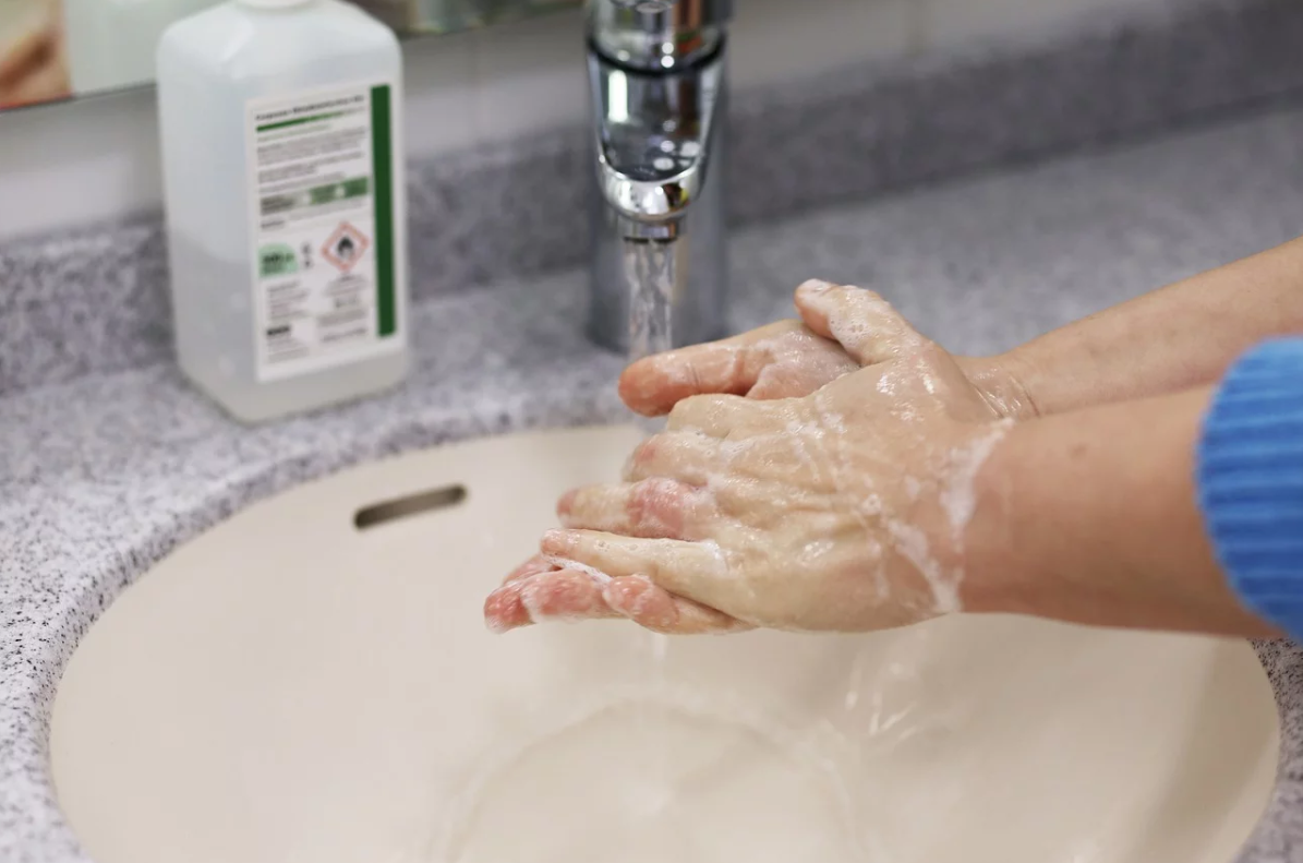 washing hands with soap